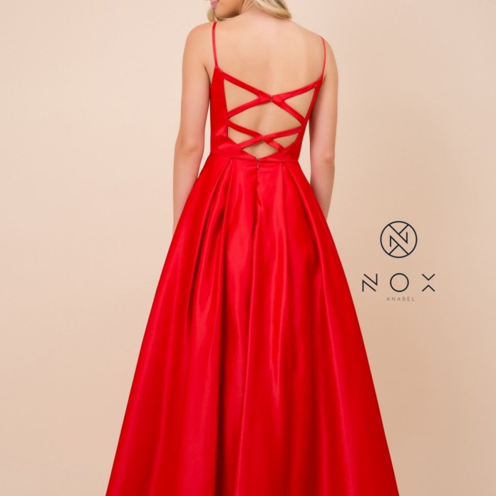 Illusion V-Neck A-Line Shape Prom Dress NXN308_2
